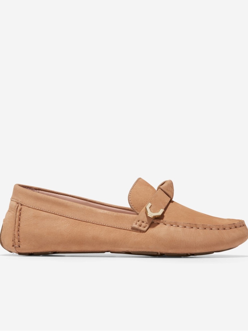 Cole Haan Evelyn Bow Driver Loafers Birch Beige Nubuck Suede Women’s 7B - Picture 3 of 16